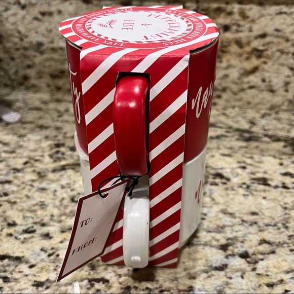 Peppermint & Pine • Naughty Nice Stackable Stonewear Mug Set • Red White • 18oz - Picture 3 of 9